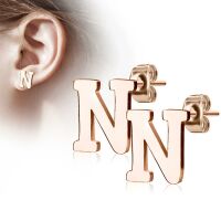 N Ohrstecker Buchstaben Rosegold aus Edelstahl Damen