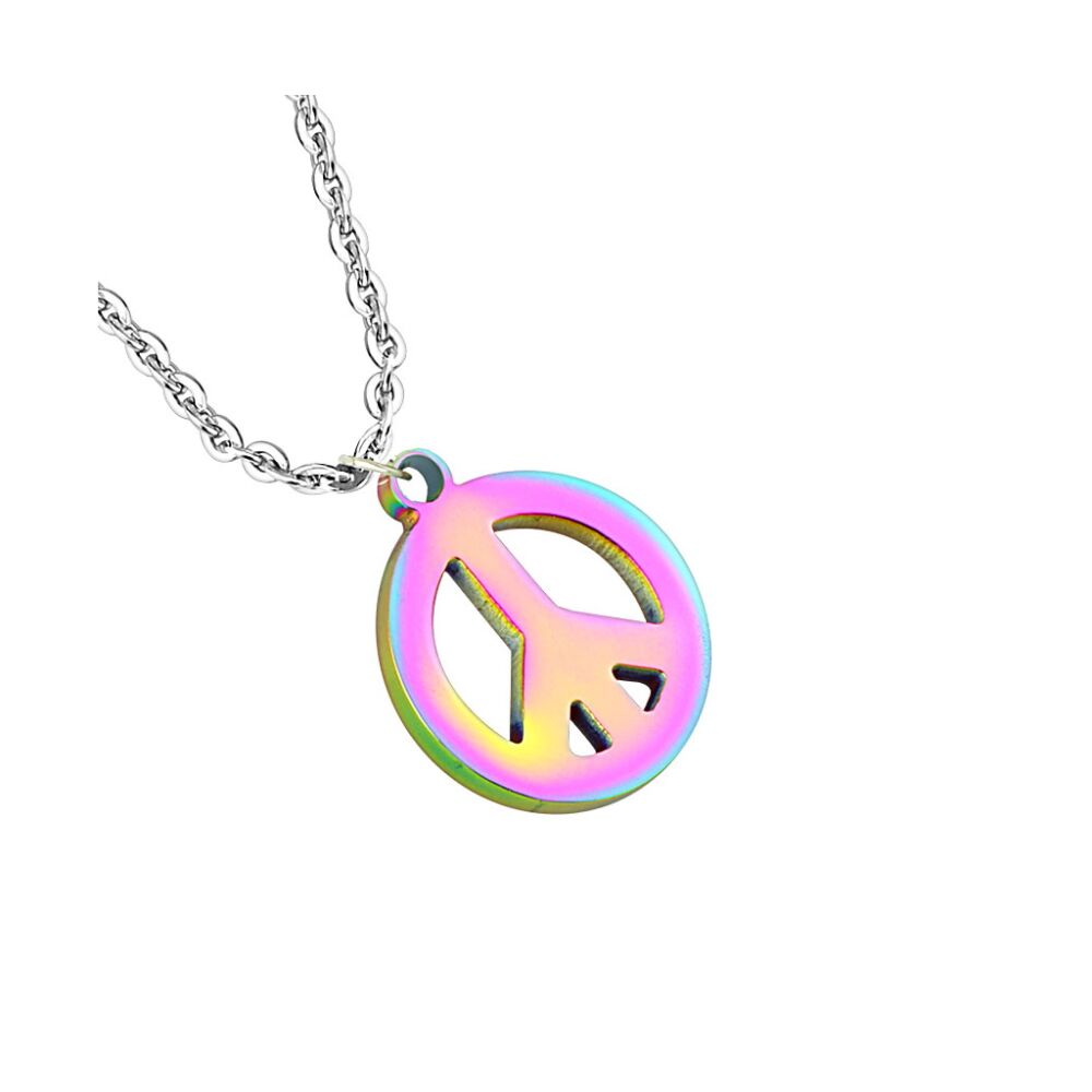 Regenbogen - Kette Peace aus Edelstahl Unisex