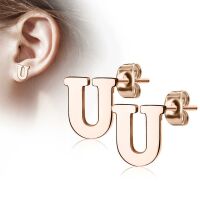 U Ohrstecker Buchstaben Rosegold aus Edelstahl Damen