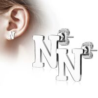 Ohrstecker Buchstaben Silber aus Edelstahl Damen N