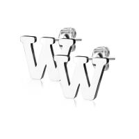Ohrstecker Buchstaben Silber aus Edelstahl Damen W