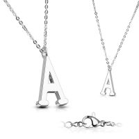 A - Kette Buchstaben Anhänger Silber aus Edelstahl Damen A