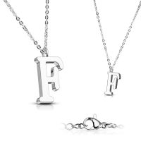 F - Kette Buchstaben Anhänger Silber aus Edelstahl Damen F