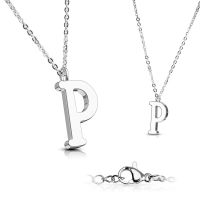 P - Kette Buchstaben Anhänger Silber aus Edelstahl Damen P