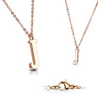 J - Kette Buchstaben Anhänger Rosegold aus Edelstahl Damen J