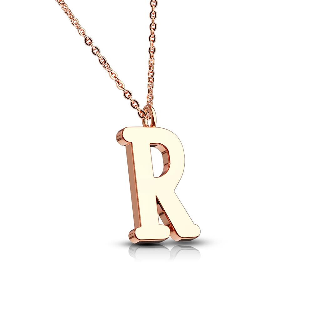 R - Kette Buchstaben Anhänger Rosegold aus Edelstahl Damen R