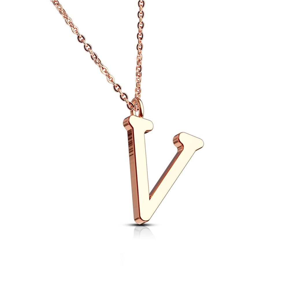 V - Kette Buchstaben Anhänger Rosegold aus Edelstahl Damen V