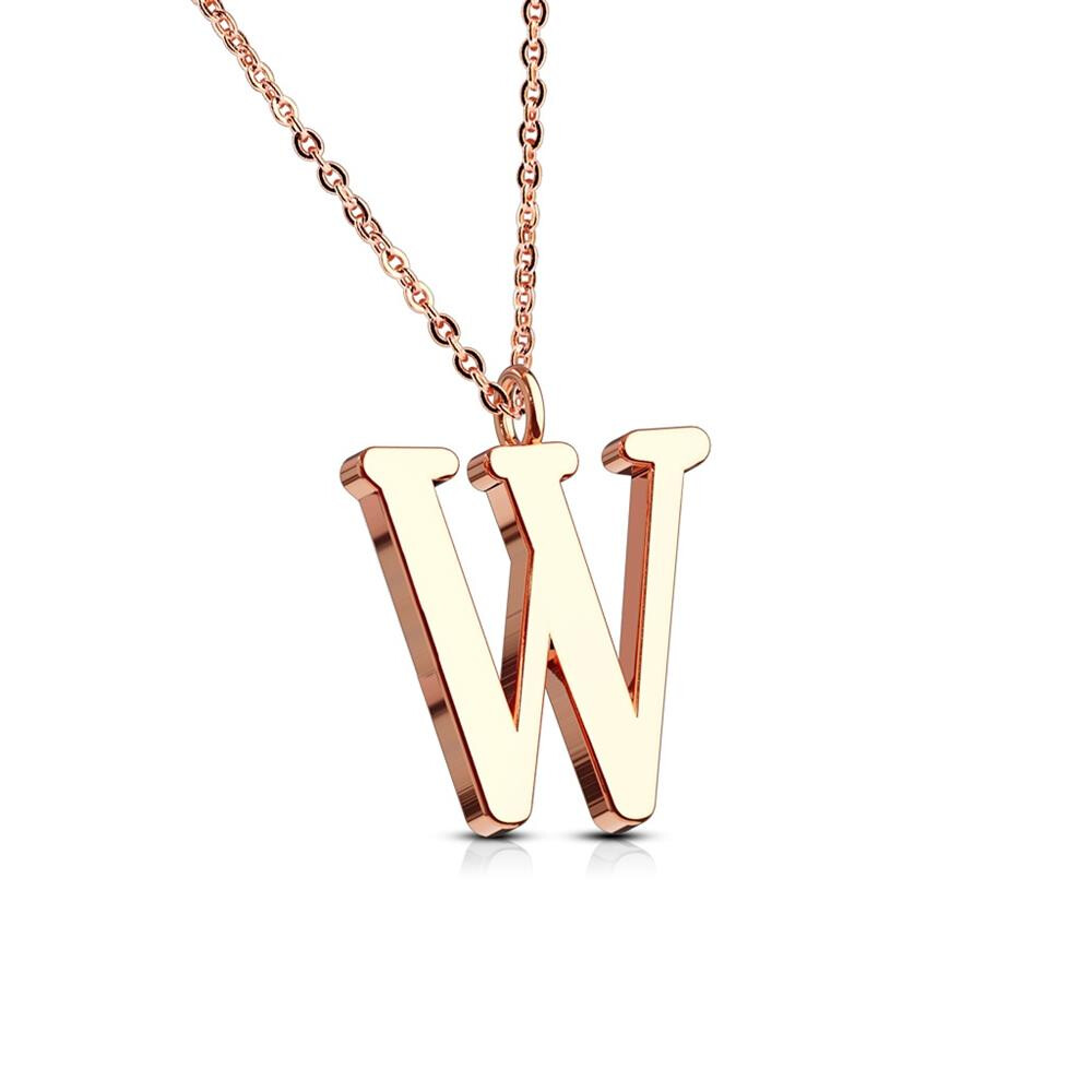 W - Kette Buchstaben Anhänger Rosegold aus Edelstahl Damen W