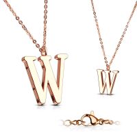 W - Kette Buchstaben Anhänger Rosegold aus Edelstahl Damen W