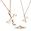 X - Kette Buchstaben Anhänger Rosegold aus Edelstahl Damen X