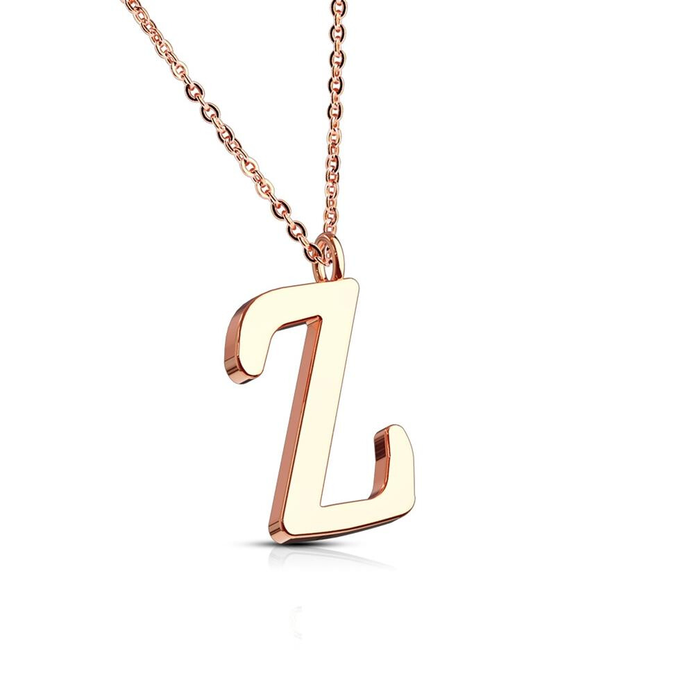 Z - Kette Buchstaben Anhänger Rosegold aus Edelstahl Damen Z