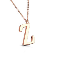 Z - Kette Buchstaben Anhänger Rosegold aus Edelstahl Damen Z