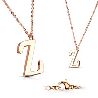 Z - Kette Buchstaben Anhänger Rosegold aus Edelstahl Damen Z