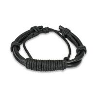 Armband Knotenverschluss schwarz aus Leder Unisex