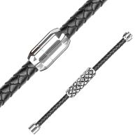 Armband Rautendesign Schwarz-Silber aus Leder Unisex