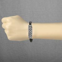 Armband Rautendesign Schwarz-Silber aus Leder Unisex