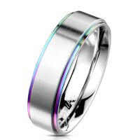 Ring Silber gebürstet mit Regenbogen...