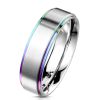 Ring Silber gebürstet mit Regenbogen Außenringen Edelstahl Unisex