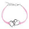 pinkes Armband 2 Herzen aus Leder Unisex