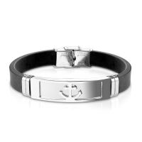 silberner Anker - Armband Anker schwarz aus Silikon Herren