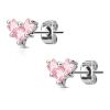 Ohrstecker Herz mit pinken Kristallen aus Edelstahl Damen
