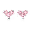Ohrstecker Herz mit pinken Kristallen aus Edelstahl Damen