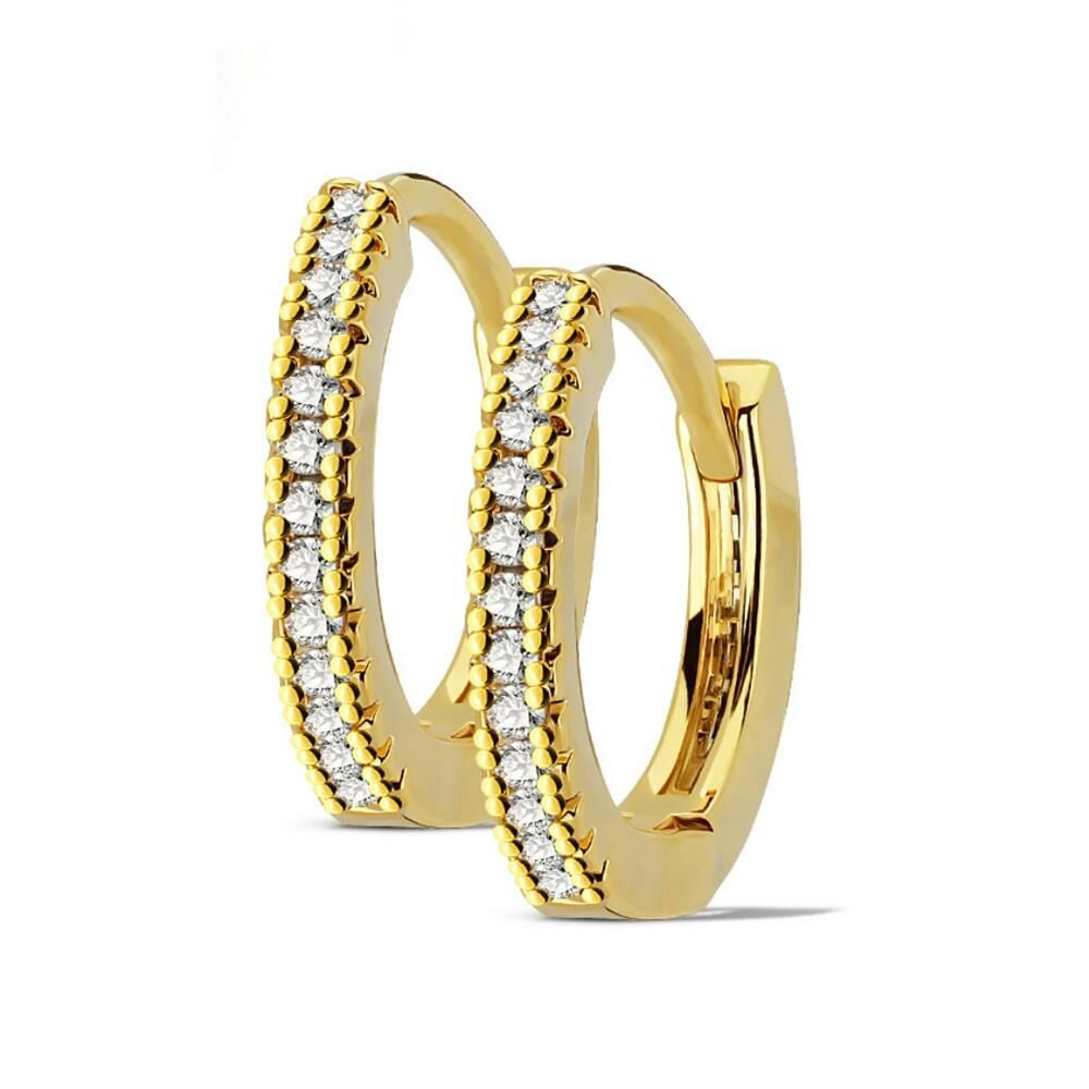 goldene Ohrringe Kristalle schmal aus Edelstahl Damen