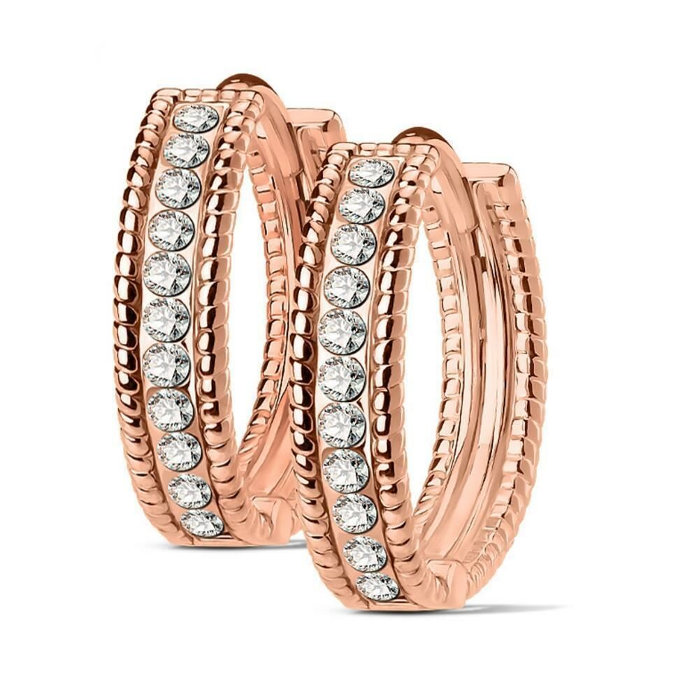 rosegoldene Creolen Kristalle 4mm aus Edelstahl Damen