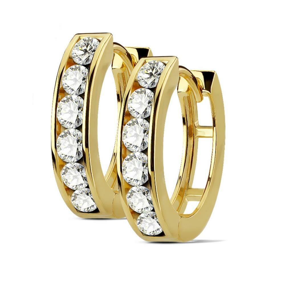 goldene Ohrringe Kristalle 4mm aus Edelstahl Damen
