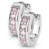 silberne Creolen Kristalle pink aus Edelstahl Damen