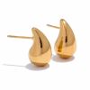 goldfarbene Ohrstecker Wassertropfen 16mm aus Edelstahl Damen