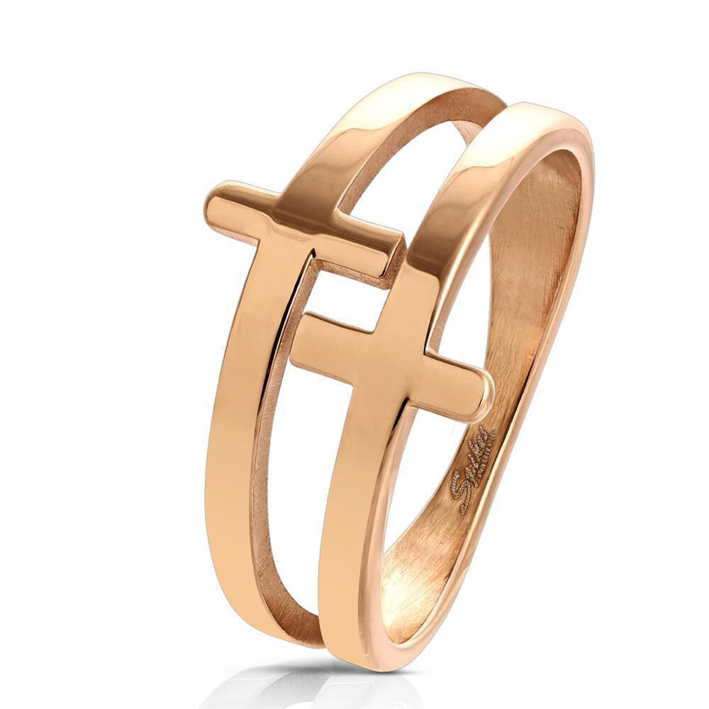 54 (17.2) Ring Kreuze Rosegold aus Edelstahl Damen