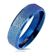 49 (15.6) blau Ring sand-gestrahlt abgerundete aus Edelstahl Unisex
