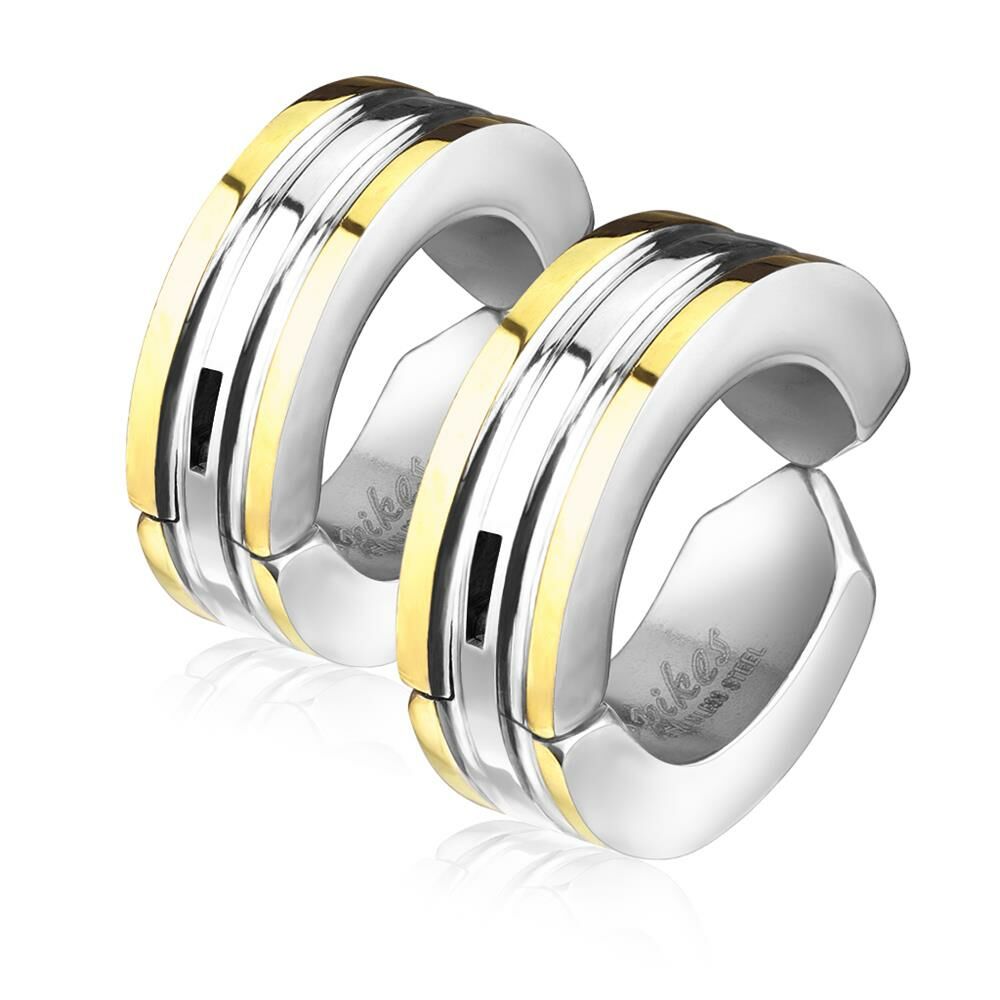 Gold - Creolen farbige Außenringe Silber aus Edelstahl Unisex