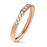 52 (16.6) rosegold Ring schmal 8 Kristalle aus Edelstahl Damen