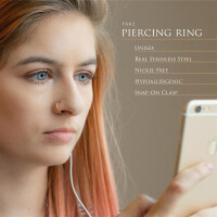 Gold - Fake Piercing Ring mit Springverschluss Silber Edelstahl Unisex