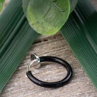 Schwarz - Fake Piercing Ring Springverschluss Silber Edelstahl Unisex