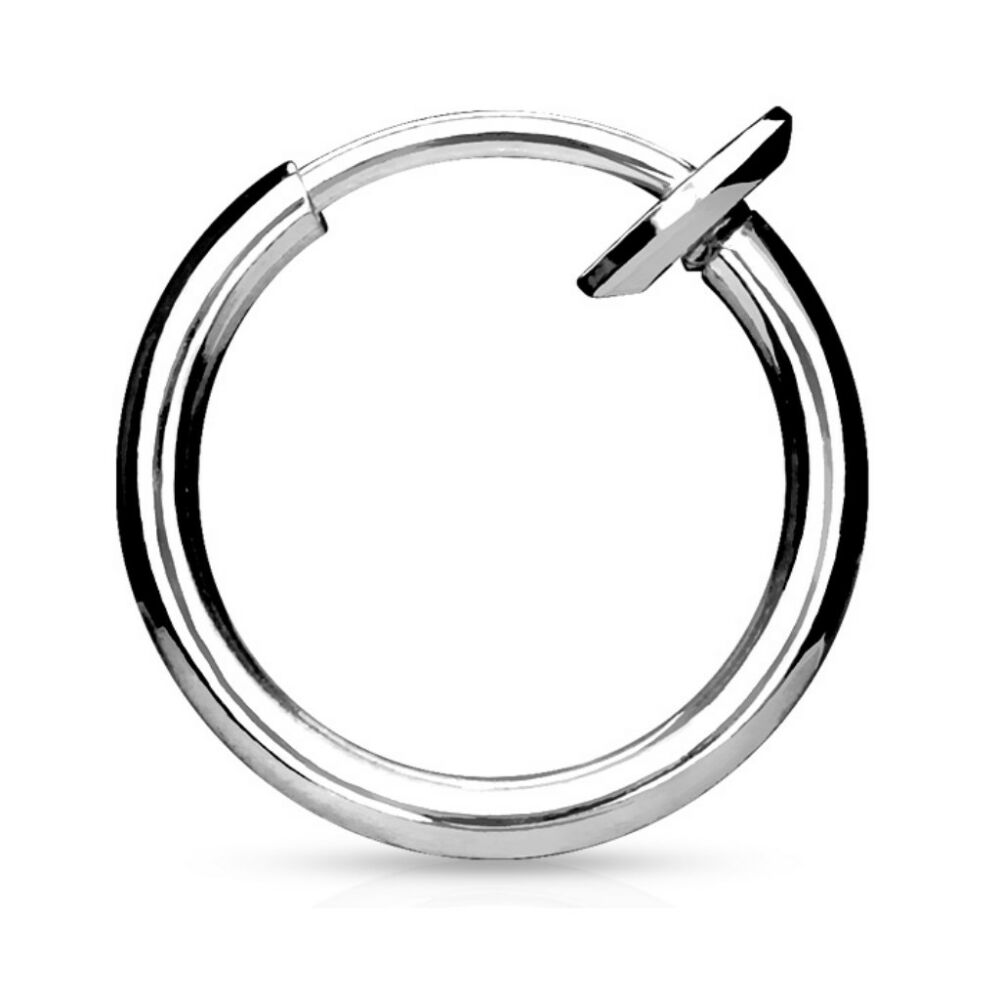 Silber - Fake Piercing Ring mit Springverschluss Silber aus Edelstahl Unisex