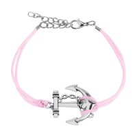 Pink - Armband Anker aus Leder Unisex