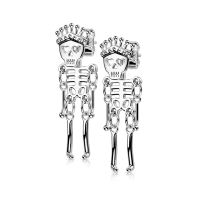 Ohrstecker Skelett aus Edelstahl Unisex - in Silber, Gold oder Schwarz erhältlich