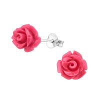 Ohrstecker Rose 925 Silber Damen - erhältlich in Schwarz, Rot, Rosa