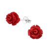 Ohrstecker Rose 925 Silber Damen - erhältlich in Schwarz, Rot, Rosa