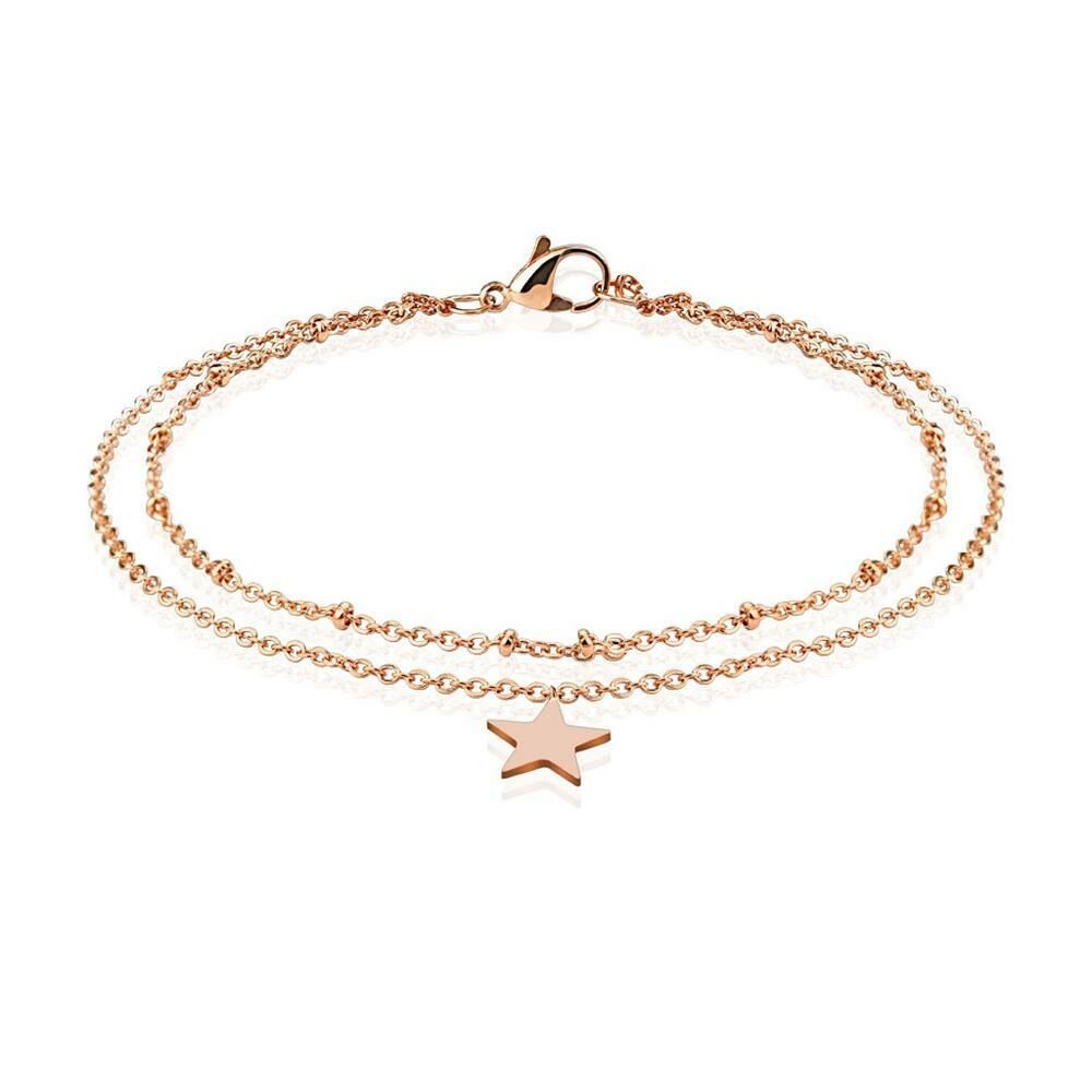 Bettelarmband Stern Rosegold aus Edelstahl Damen