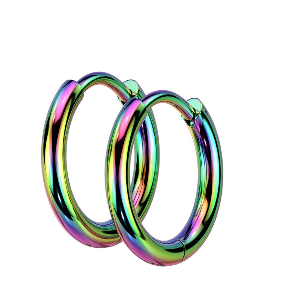 Creolen klein 12mm bunt aus Edelstahl Unisex
