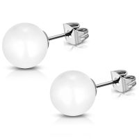 Ohrstecker Perle 8mm Silber aus Edelstahl Damen