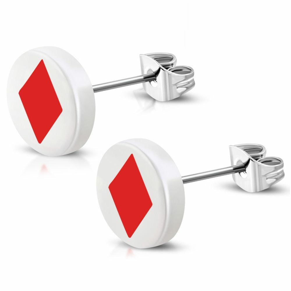 Ohrstecker Spielkartenfarben Silber aus Edelstahl Unisex Karo