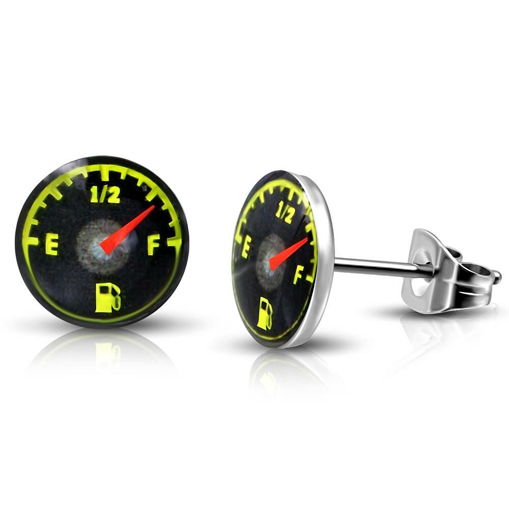 Ohrstecker rund Tankanzeige Silber aus Edelstahl Unisex