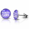 Ohrstecker rund Partygirl Silber aus Edelstahl Damen