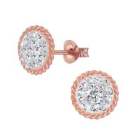 Ohrstecker rund und ziseliert mit Kristallen Rosegold aus...