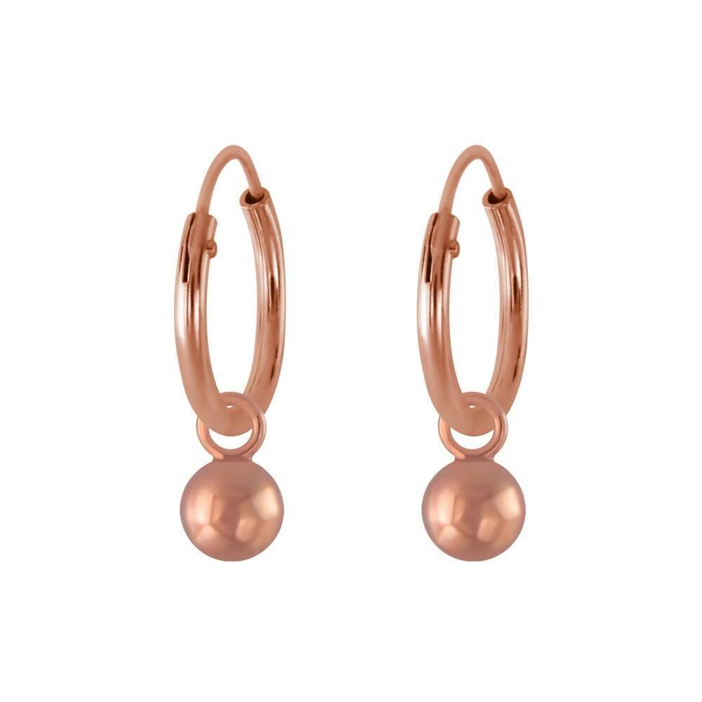 Creolen mit Kugel-Charm aus 925 Silber Damen rosegold